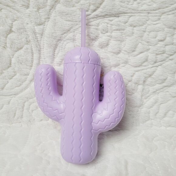 Pink Sky Cactus Bottle with Straw Lavender Novelty Sippy Cup 21 Ounce New - Picture 5 of 7